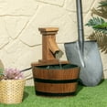 thumbnail image 2 of Outsunny Outdoor Waterfall Fountain, Garden Wood Barrel, Carbonized, 2 of 10