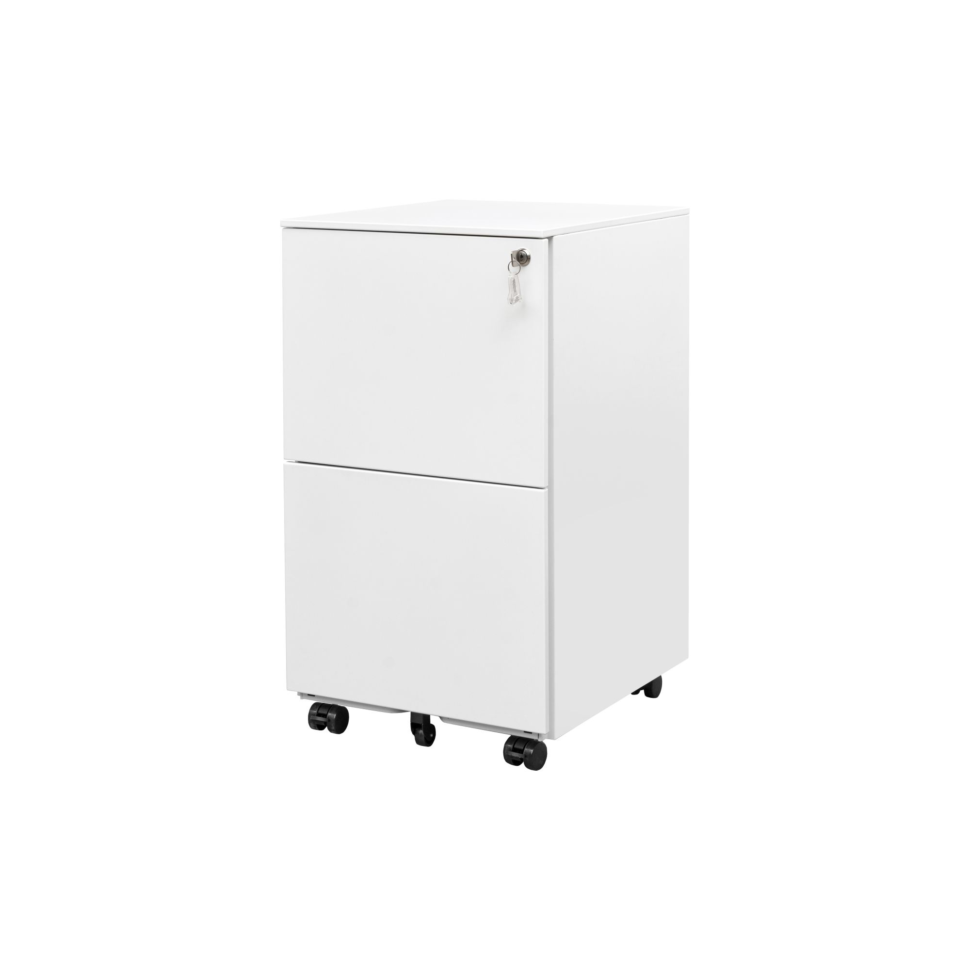 DEALTOPS Modern File Cabinet with 1 Lock and 2 Drawers for Legal/Letter A4 Size, Rolling Steel Storage Cabinet for Home and Office - White