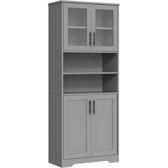 Gabinete Alto para Baño, Gabinete Independiente con 4 Puertas y Estantes Ajustables, Mueble Moderno para Almacenaje en Cocina, Despensa o Sala