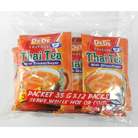 - DeDe Instant Thai Tea with Cream and Sugar Serve Hot or cold 35 g. (Pack of 12)