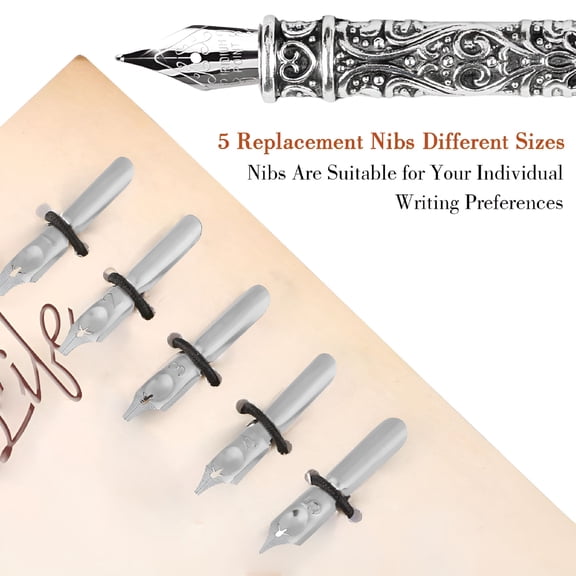 CCOCC English Calligraphy Feather Dip Quill Pen Writing Set Stationery Gift Box with 5 Nibs,Red