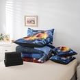 thumbnail image 4 of American Football Bedding Set Twin,Camouflage 7 Pieces Bed In A Bag - 1 Sports Games Comforter 1 Modern Blue Camo Fitted Sheet,1 Ice And Fire Flat Sheet,2 Pillow Cases,2 Throw Pillow Covers, 4 of 5