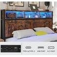 thumbnail image 6 of NHIXSOM Farmhouse Queen Bed Frame with LED Headboard, Charging Station and Storage Drawers, Farmhouse Style, Easy Assembly, Brown, 6 of 7