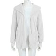 thumbnail image 4 of Womens Sherpa Jacket Hooded Fuzzy Fleece Open Front Cardigan Soft Fluffy Oversized Winter Coats with Pockets (XL, White), 4 of 5