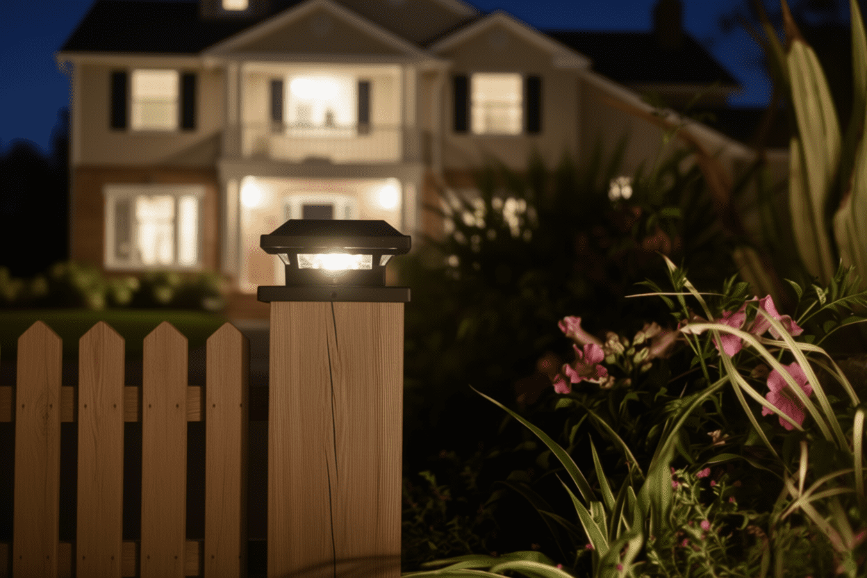 Yards & Beyond Solar Powered Black LED Solar Landscape Post Cap Light with Plastic Lens, 5 Lumens, 4 pack