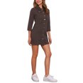 thumbnail image 4 of Vestido de mezclilla para mujer INSPIRE CHIC con mangas 3/4, botón, mini vestido de camisa de mezclilla, talla L, marrón oscuro, 4 of 6
