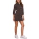 thumbnail image 4 of Vestido de mezclilla para mujer INSPIRE CHIC con mangas 3/4, botón, mini vestido de camisa de mezclilla, talla L, marrón oscuro, 4 of 6