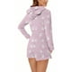 thumbnail image 5 of Mono cálido con capucha y orejas para mujer, estampado de manga larga, pantalones cortos, mono corto con cremallera, bolsillo, ropa de dormir, ropa de casa, tops de poliéster para mujer, 5 of 5
