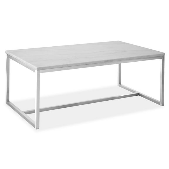Magnussen Home Esme White Marble And Brushed Nickel Rectangular Cocktail Table