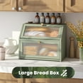 thumbnail image 2 of Green Bread Box for Kitchen Counter, Large Bamboo Wood Double Layer Bread Box, Wooden Bread Storage Capacity, 2 of 14
