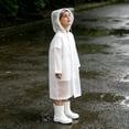 thumbnail image 4 of JOANKDMI Toddler Girls Long Raincoat Kids Waterproof Lightweight EVA Rain Jacket with Clear Brim Hood Snap Button Closure for School Hiking Travel Outdoor Active Wear, 4 of 5