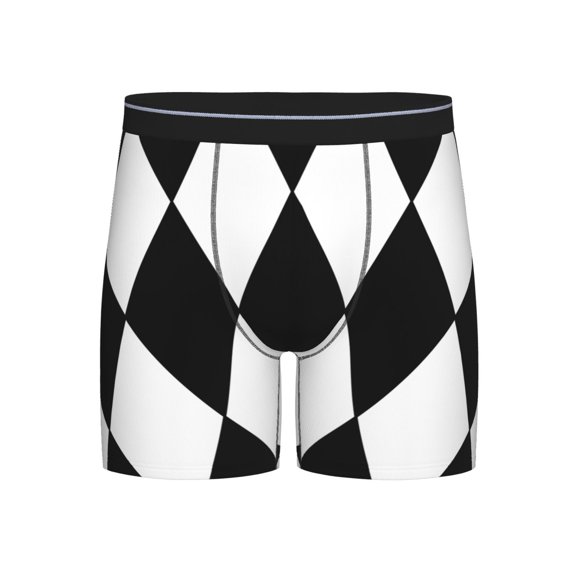 Men Harlequin Pattern Black And White Boxer Briefs Moisture Wicking Funny Boxer Shorts