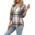 thumbnail image 4 of Ronuti Womens T-shirts 3/4 Sleeve Henley Tops for Women Ladies Premium Printed T-shirt Solid color Tops, 4 of 8