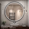 thumbnail image 3 of FTOTI 32" LED Black Frame Round Bathroom Mirror with Light,Wall Mounted Lighted Vanity Mirror, Anti-Fog & Dimmable Touch Switch, Waterproof IP54,90+ CRI, 3 of 8