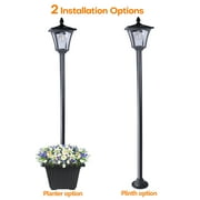 63 Vintage Solar Lamp Post Light, Light Outdoor Waterproof with Planter Adjustable Height for Porch Yard Driveway Garden Patio Decoration