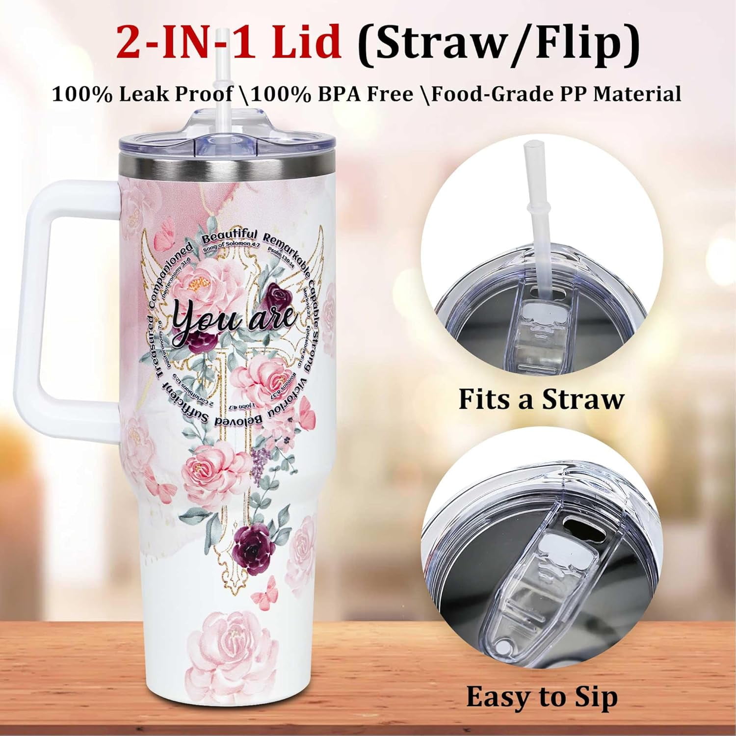 Christian Gifts For Women, Mothers Day Gifts for Women, 40 OZ Christian Tumbler Cup, Birthday, Christmas, Religious, Inspirational, Thank You Coworker, Friends Gifts Idea - You Are Tumbler