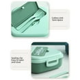 thumbnail image 6 of Beautynvta Bento Box for Adults, 1100 ML Plastic Square Lunch Box with 3 Compartments, Leak Proof and Lightweight, Microwave & Dishwasher Safe, Green, 6 of 6