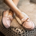 thumbnail image 3 of Ravelier Women's Classic Glittered Moccasin Slippers, Pink, Size 9, 3 of 7