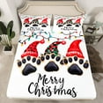 thumbnail image 2 of Feelyou Merry Christmas Kids Queen Sheet Sets, Xmas Buffalo Hats Fitted and Flat Sheet, Kawaii Pet Paw Ultra Soft Home Decor,4 Pieces, 2 of 7