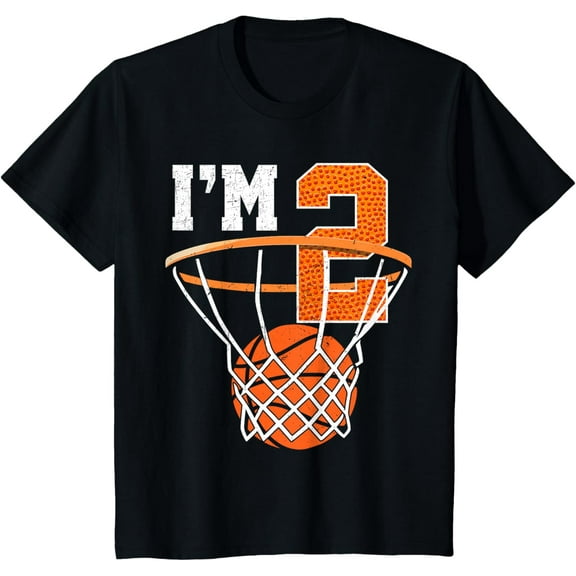 Kids 2nd Birthday Shirt Boy Basketball Kids Two Year Old Birthday T-Shirt