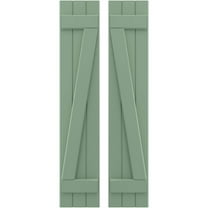 Ekena Millwork 10 1/2"W x 38"H Americraft Three Board (2 Batten) Exterior Real Wood Joined Board-n-Batten Shutters w/ Z-Bar (Per Pair), Track Green