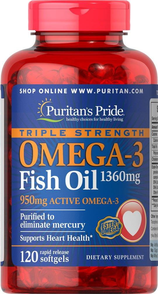 Puritans Pride Triple Strength Omega3 Fish Oil 1360 Mg (950 Mg Active