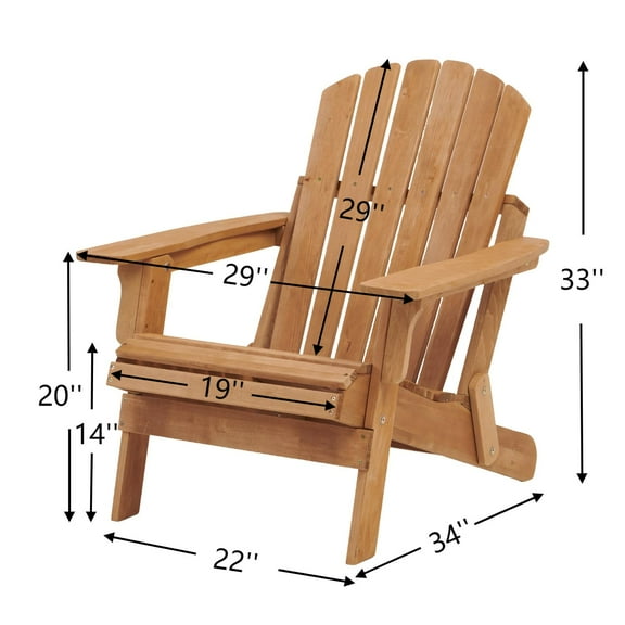 Oversized Hemlock Wood Adirondack Chair, Pre-Assembled, Foldable, Light Brown, Perfect for Garden, Patio, Backyard, Poolside, Deck & Firepit