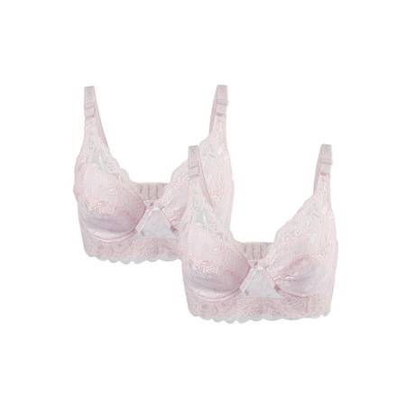 

Women Cotton Cup Front Adjustable Straps Plus Size Bra 2 Pcs Light Pink 40/90