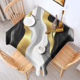 thumbnail image 2 of Black Marble Gold Line Pattern Square Tablecloth,Waterproof Square Table Cover,Wipeable Spillproof Washable Table Cover for Home Kitchen Party Decor 52"x52"(132x132cm), 2 of 6