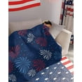 thumbnail image 4 of July 4th Throw Blankets, Fireworks Celebration Patriotic Americana Stars Soft Fleece Blanket Decorative for Home Sofa Couch Chair Living Bedroom,40x50 Inches, Red, White and Blue, 4 of 6