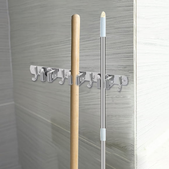 Yhmxh Bathroom Organizer Bathroom Storage Besom Rack Mop and Besom Rack Wall Mounted Stainless Steel Besom Organizer Wall Mounted Heavy-duty Besom Rack Kitchen Laundry Room Garden Storage Rack