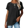 thumbnail image 4 of Franhais Women Casual Style T-shirt, Adults Loose Solid Color Short Sleeve Round Neck Pullover, 4 of 9
