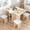 Beige White, variant on MIERES Folding Dining Table Set for 4, Dinner Table with 4 Leather Chairs and Shelves, Space Saving Foldable Dining Table with 6 Wheels, Kitchen Table for Small Spaces (Grey)