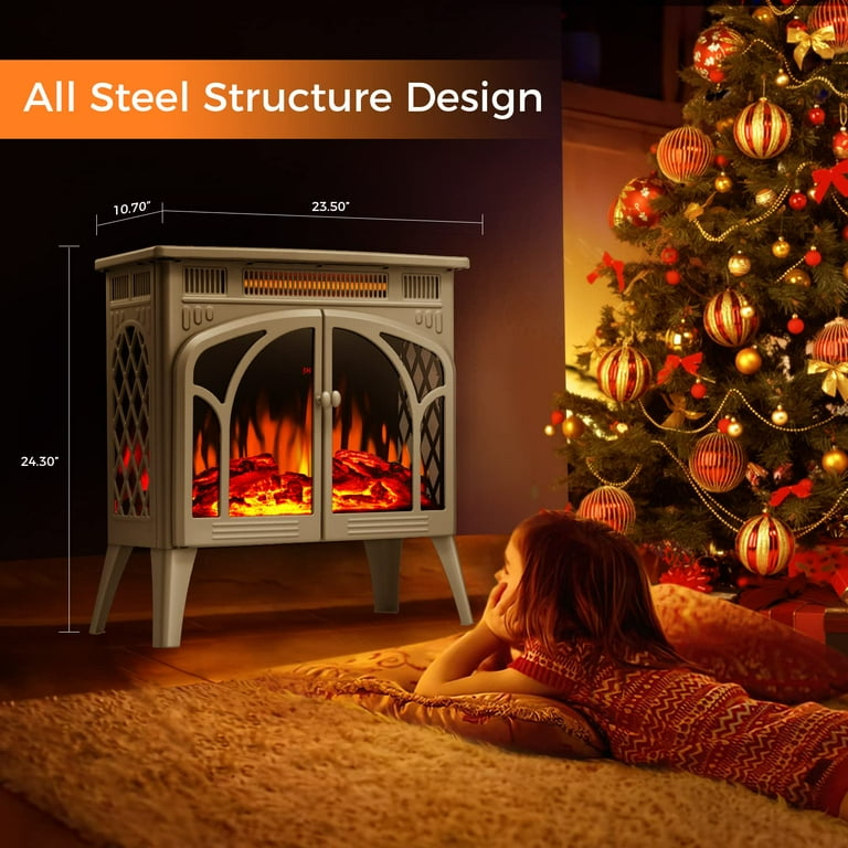 Kndko 24'' Beige Electric Fireplace 1500w Freestanding Portable Indoor  Electric Stove Heater w/ 3D Flame Effect - Walmart.com