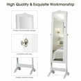thumbnail image 6 of Gymax Mirrored Jewelry Cabinet Armoire Storage Organizer w/Drawer & Led Lights White, 6 of 10