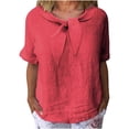 thumbnail image 2 of pstuiky Womens T Shirts Casual Turtleneck Short Sleeve Ladies Tops Comfy Loose Fit Solid Color Spring Tops Work Blouses for Women, 2 of 6