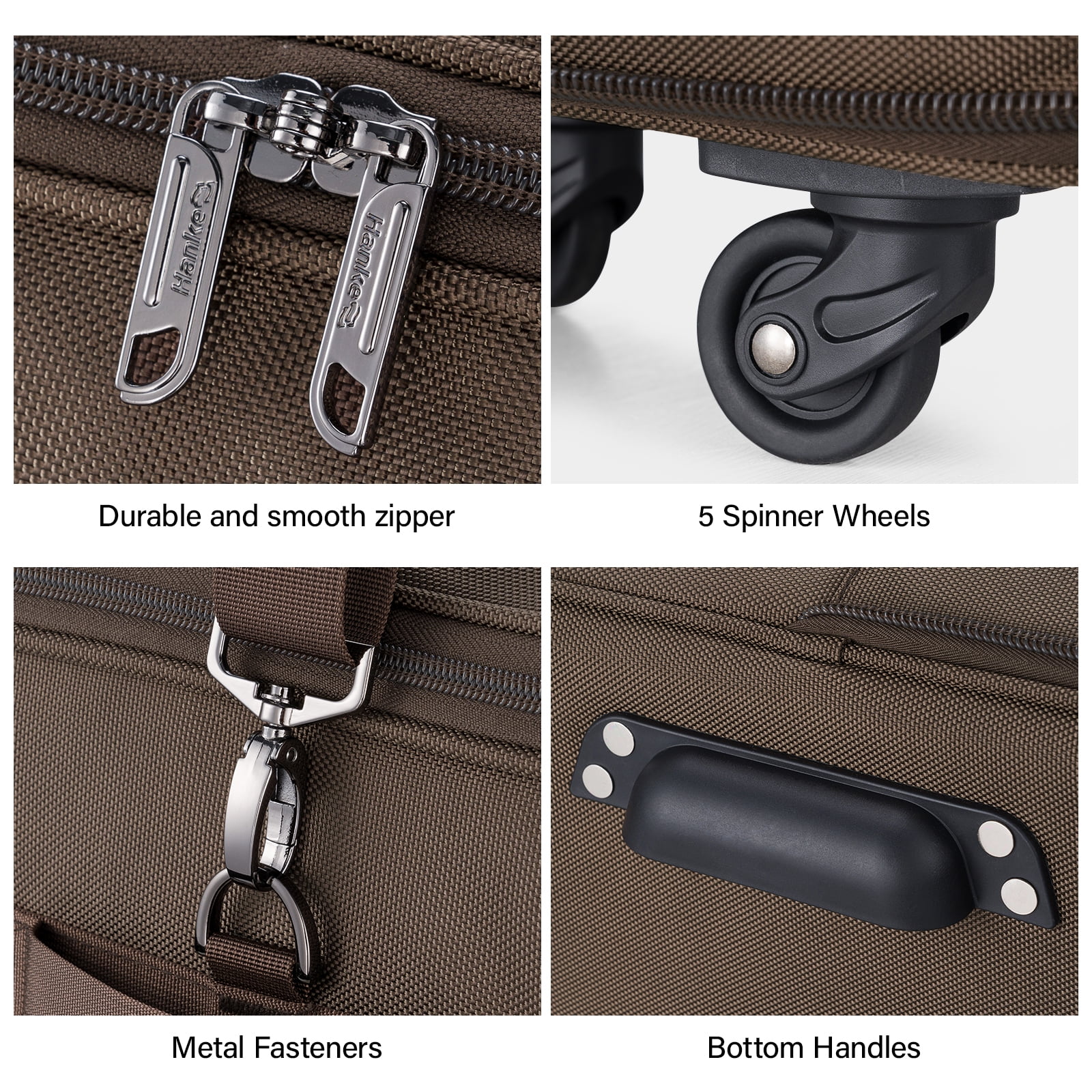 Hanke Suitcases with Wheels Expandable Foldable Luggage Bag Suitcase Collapsible Rolling Travel Bag Duffel Bag for Men Women Lightweight Suitcases,Coffee