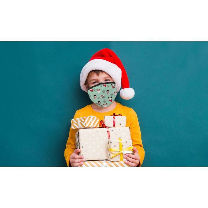 9-Pack: Christmas Themed Kids Two-Layered Reusable Face Mask With Adjustable Ear Loops-OLDSKU