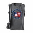 thumbnail image 3 of Sakmal Sleeveless Womens Tank Top Gray Crew Neck Comfort Lightweight Independence Day Trendy Tank Tops Casual, 3 of 4