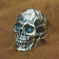 thumbnail image 4 of 925 Sterling Silver High Detail Skull Ring Biker Punk Jewelry TA50 US Size 8, 4 of 17