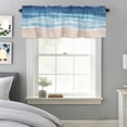 thumbnail image 3 of Curtain Valance for Windows, Navy Blue Gradient Ocean Wave Kitchen Valances Rod Pocket Short Curtains, Seaside Water Stripe Window Valance for Bedroom Bathroom Living room 42x12in, 3 of 9