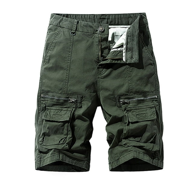 HUANBAI Men's Cargo Pants Pocket Loose Fit Work Shorts For Casual Everyday Wear Stylish Button Decoration Perfect For Spring Summer And Autumn Stretch Fabric