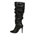 thumbnail image 4 of Women Leatherette Slouchy Pointy Toe Knee High Stiletto Boots 19423, 4 of 6