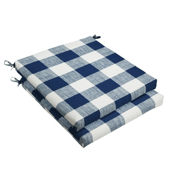 Dark Blue Buffalo Plaid Indoor/Outdoor Cushion Set, Bristol