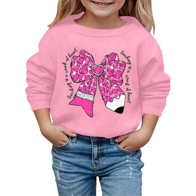 Chandails en Molleton pour Filles, Manches Longues, Imprimés, Col Rond, Chandail Décontracté, Vêtements d'Automne, 3-4 Ans