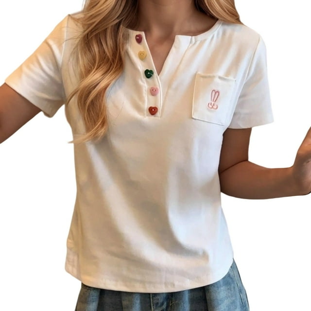 Chemises à Manches Courtes Femmes Haut à Manches Courtes T-Shirts Couleurs Unies Femmes Randonnée Chemise à Manches Longues T-Shirts Décontractés Unis pour Femmes Femmes Col en V Entraînement Col Roulé Dames Femmes Chemises Manches Courtes