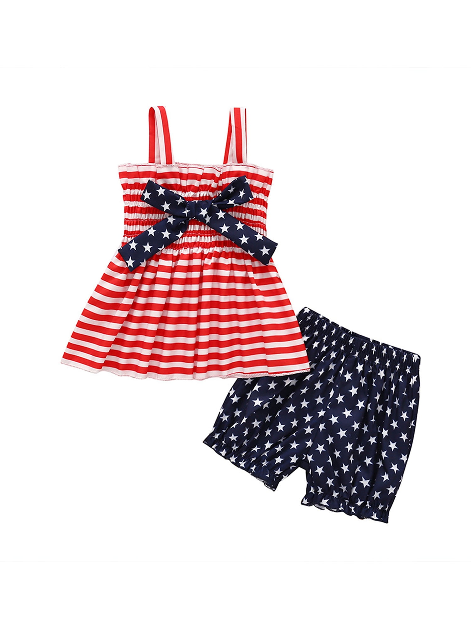 American Flag Stars Stripe Shorts Pants Independence Day Outfit Clothes Baby 4th of July Shorts Set Black Camisole
