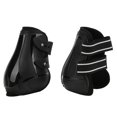 thumbnail image 4 of Juego de botas para tendón de caballo, suaves, antideslizantes, ajustables, con carcasa de PU, botas protectoras para tendón para caballos, patas traseras negras L, 4 of 12