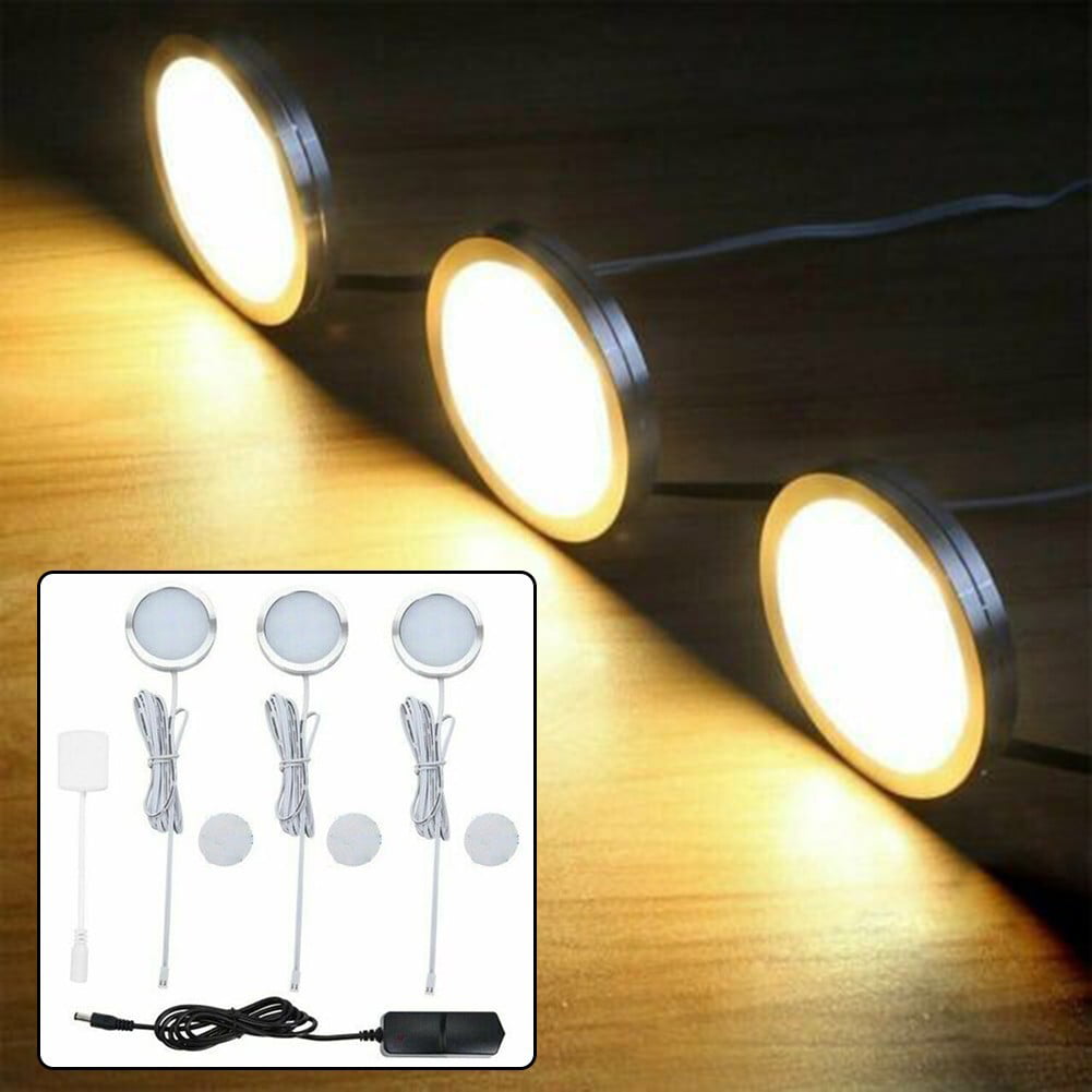 3/6PCS LED Under Cabinet Lights Kit LED Kitchen Counter Closet Puck Display Lamp 