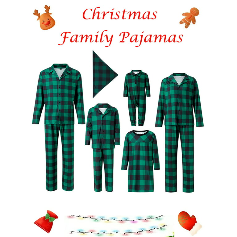 Super Bowl Green Plaid Family Christmas Pajama Set - Family